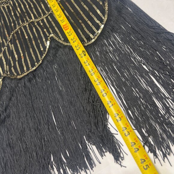 Flapper Costume Set Size Medium Gold and Black Sequins Costume Set Size Medium - Picture 9 of 10